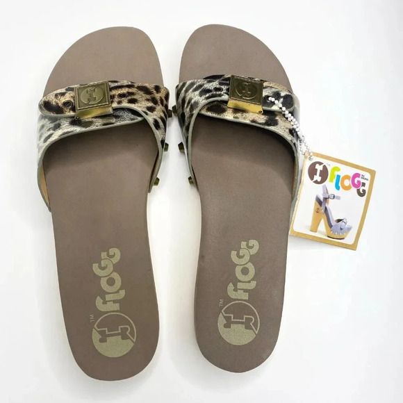 NEW Flogg Melanie Sandals Animal Print Wooden Platform Slides Retro Y2K Size 7.5 - Picture 5 of 10